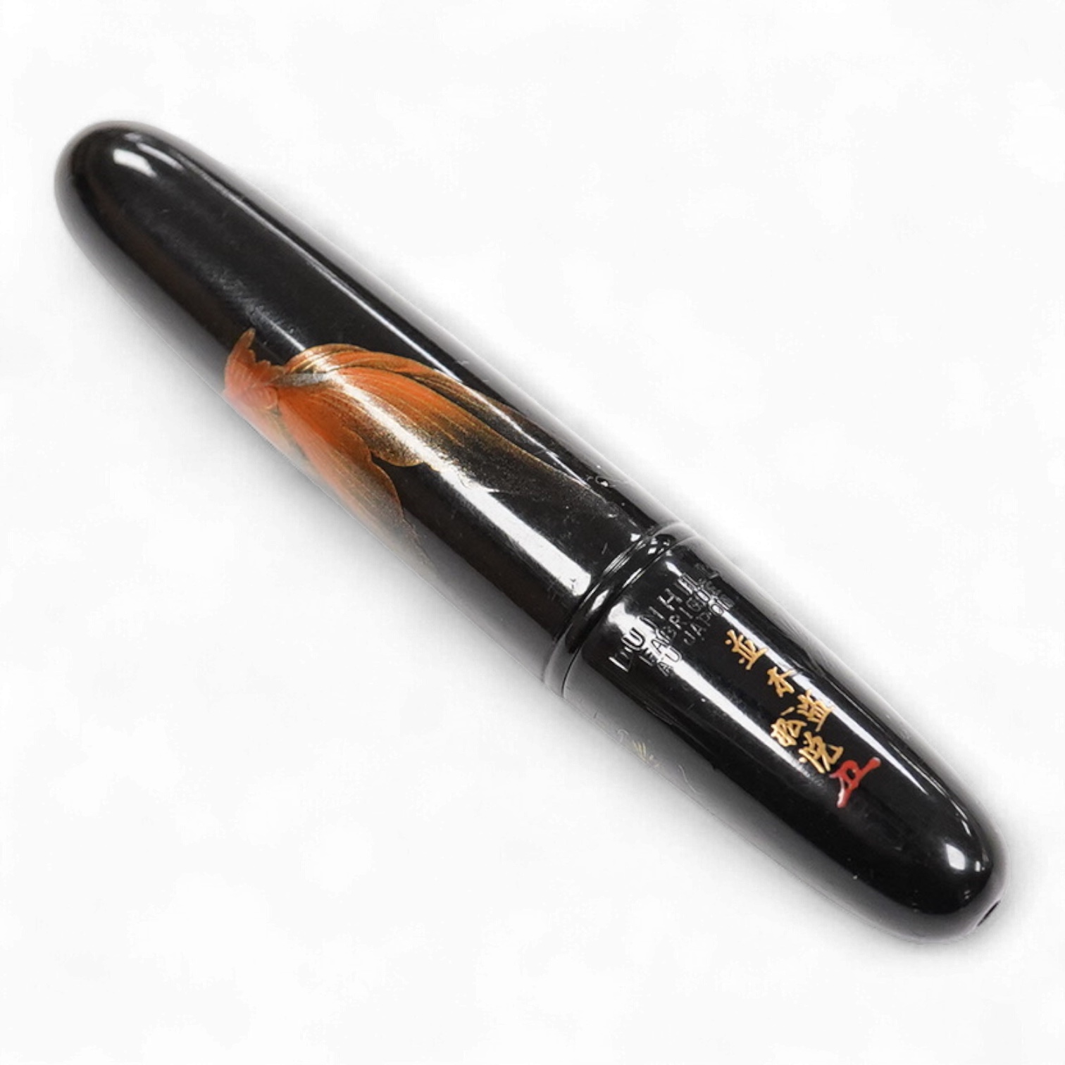 Rare Dunhill Namiki Lacquer concealed cigarette holder with goldfish design and artist's signature, made in Japan circa 1930s